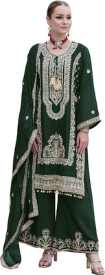 SHAFNUFAB Georgette Embroidered Salwar Suit Material