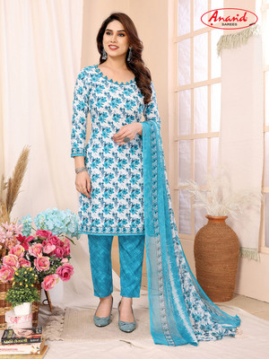 ANAND Crepe Floral Print Salwar Suit Material