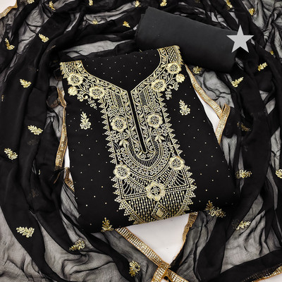NK Enterprise Georgette Embroidered Salwar Suit Material