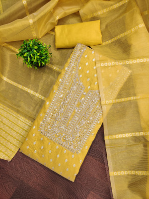 NEGRONISTAR Silk Blend Embroidered Salwar Suit Material