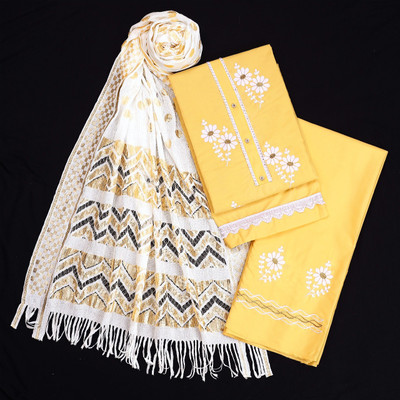 vallavi fashion Cotton Blend Embroidered Salwar Suit Material