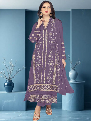 Amit Georgette Dyed, Embroidered, Embellished, Self Design Salwar Suit Material