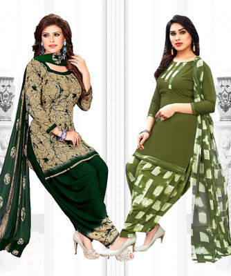 YASHIKA Crepe Solid, Printed, Geometric Print Salwar Suit Material