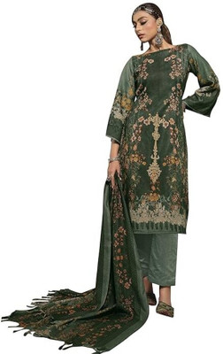 DRAVINAM Trends Wool Embroidered Salwar Suit Material