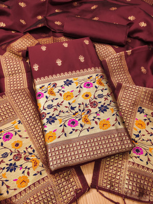 PandadiSaree Cotton Silk Embellished Salwar Suit Material