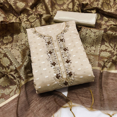 manvaa Jacquard Embroidered Salwar Suit Material