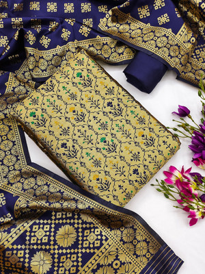Ethnic Junction Silk Blend Embellished Salwar Suit Material