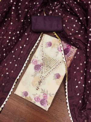 Blissta Silk Blend Embellished Salwar Suit Material
