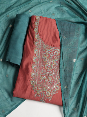 Meena Bazaar Cotton Blend Embroidered Salwar Suit Material