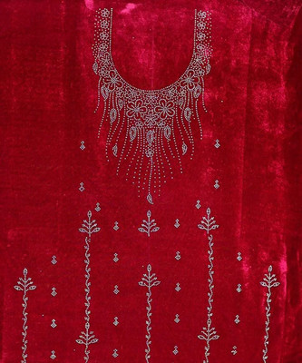 IST VELVET Velvet Embellished Salwar Suit Material