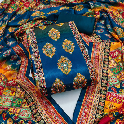 PandadiSaree Silk Blend Printed Salwar Suit Material