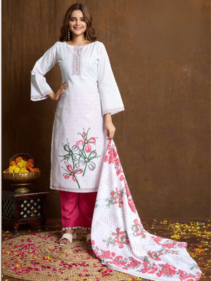 Anusheet Cotton Blend Self Design Salwar Suit Material