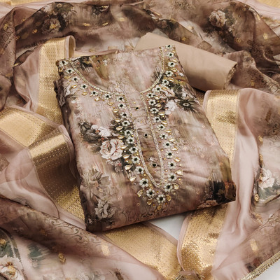 ShopGlobal Pure Cotton Embroidered Salwar Suit Material