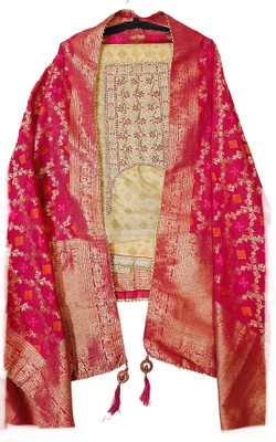 SWATANTRA Cotton Silk Embroidered, Floral Print Salwar Suit Material