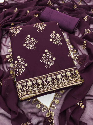 rang rani textiles Chanderi Embroidered Salwar Suit Material