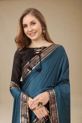 ENCLIQ Art Silk Solid, Self Design Blouse Material