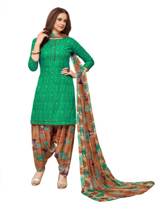 Shadow & Saining Cotton Blend Printed Salwar Suit Material