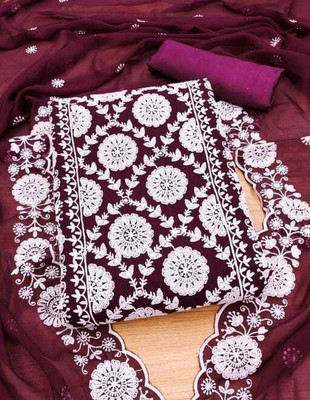 ETHNICBRITY Georgette Embroidered Salwar Suit Material