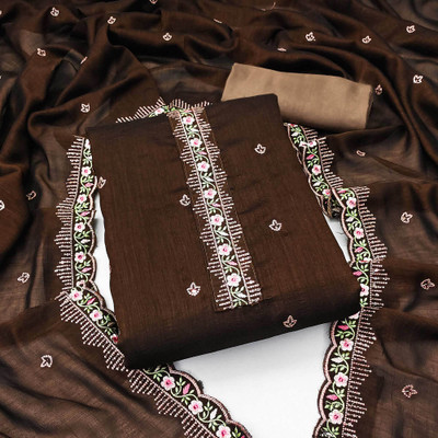 Peachmode Silk Blend Embroidered Salwar Suit Material