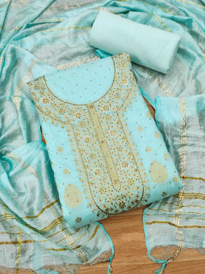 HE VAHLA Chanderi Self Design Salwar Suit Material