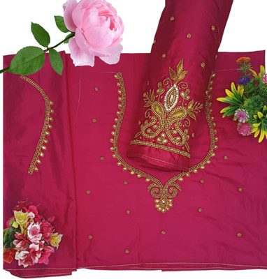 SM FASHION Silk Blend Embroidered Blouse Material