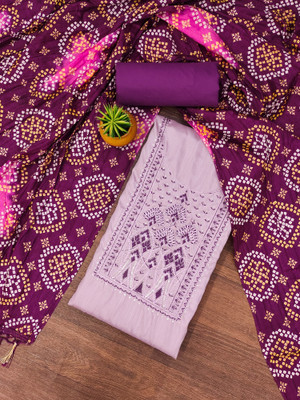 Divastri Cotton Blend Embroidered Salwar Suit Material