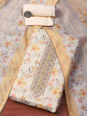 agnety Cotton Blend Embroidered, Printed, Self Design Salwar Suit Material