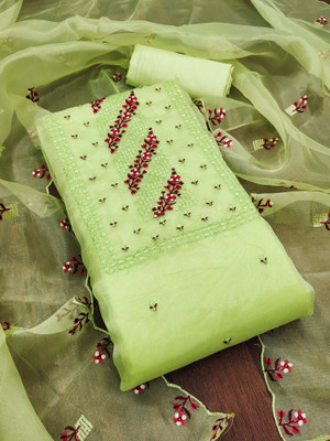 manvaa Organza Embroidered Salwar Suit Material