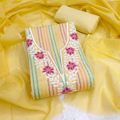 Divastri Cotton Blend Embroidered Salwar Suit Material