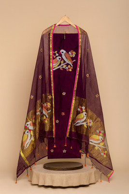 S.Qualify Muslin Embroidered, Self Design, Chevron/Zig Zag Kurta & Churidar Material