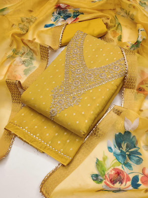 Tavas Chanderi Embroidered Salwar Suit Material