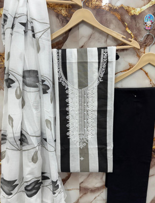 MHFABRICS Pure Cotton Embroidered Salwar Suit Material