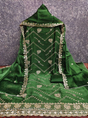 NIDHI'S FASHION Silk Blend Embroidered Salwar Suit Material