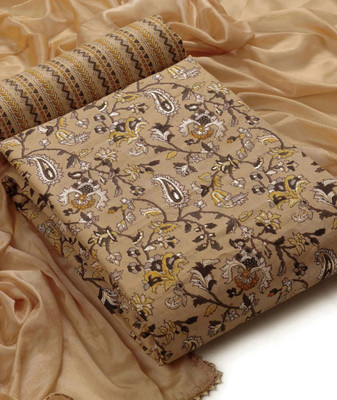YANKITA Cotton Blend Floral Print Kurta & Patiyala Material