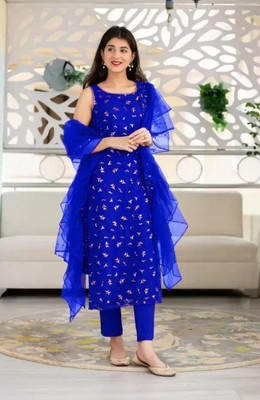 JILANI TRADERS Georgette Embroidered Salwar Suit Material