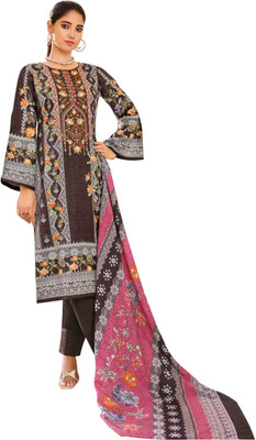 DRAVINAM Trends Cotton Blend Embroidered Salwar Suit Material