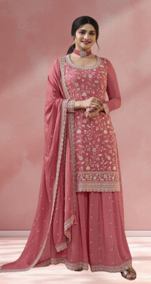 Dealbazaars Corporation Georgette Embroidered, Embellished, Self Design, Paisley Kurta & Sharara Fabric