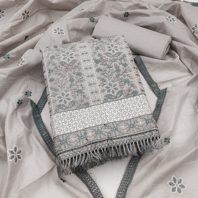 NEGRONISTAR Cotton Blend Embroidered Salwar Suit Material