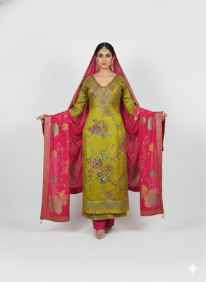 Aadhyacreations Silk Blend Floral Print Salwar Suit Material