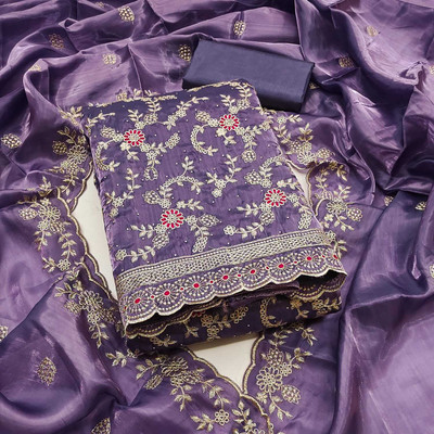 NIDHI'S FASHION Silk Blend Embroidered Salwar Suit Material