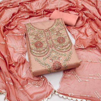 Blissta Silk Blend Embroidered Salwar Suit Material