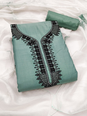 loom&lore Silk Blend Embroidered Salwar Suit Material