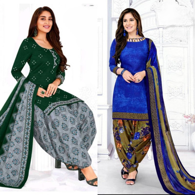 Punjdhan ethnicstore Crepe Printed Salwar Suit Material