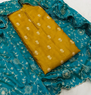 Sa nd Chi Silk Blend Embroidered Salwar Suit Material