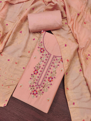 Tasrika Cotton Blend Embroidered Salwar Suit Material