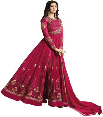 NF FAB Georgette Embroidered Gown/Anarkali Kurta & Bottom Material