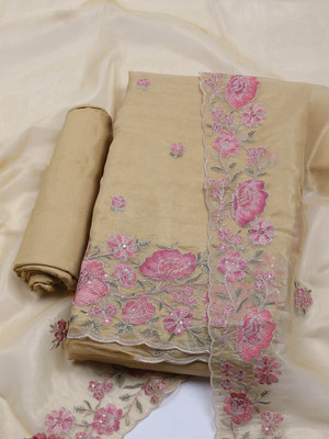 Meena Bazaar Organza Printed Salwar Suit Material