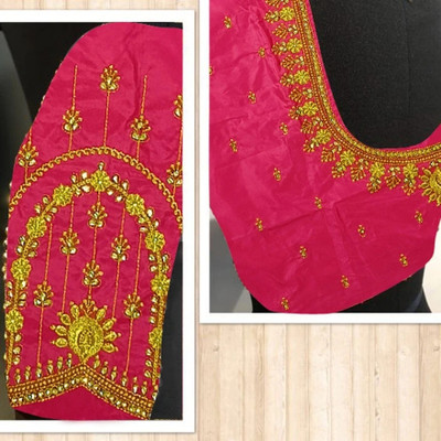 OMINI FASHION Art Silk Embroidered Blouse Material