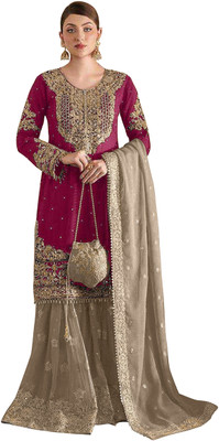 DEVAANSHFAB Georgette Embroidered Salwar Suit Material
