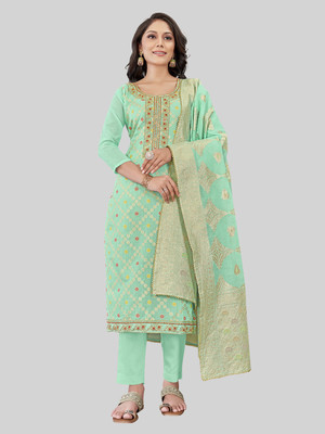 Tavas Jacquard Embroidered Salwar Suit Material